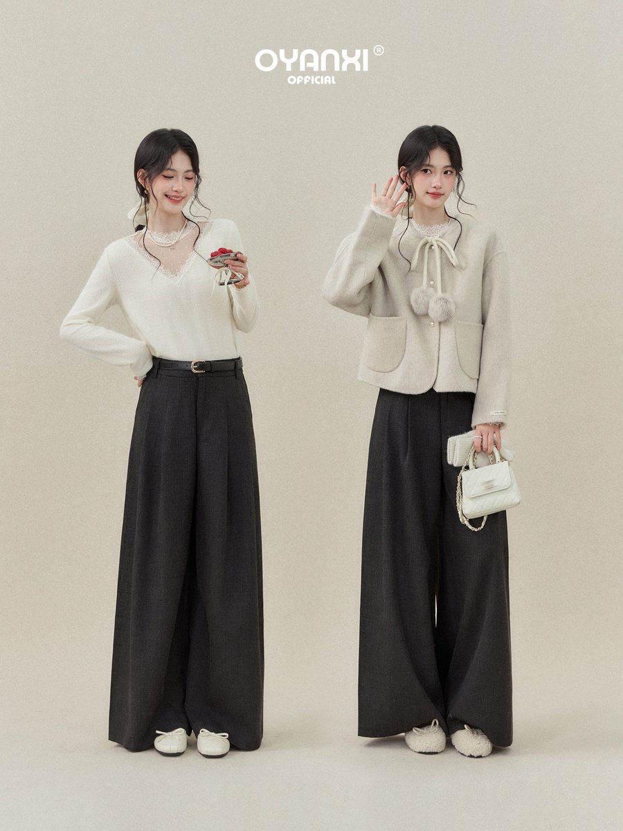 OYANXI ハイウエスト とろみ ゆったり ワイドパンツ