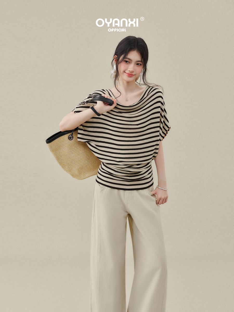 OYANXI ハイウエスト ストレート ワイドパンツ
