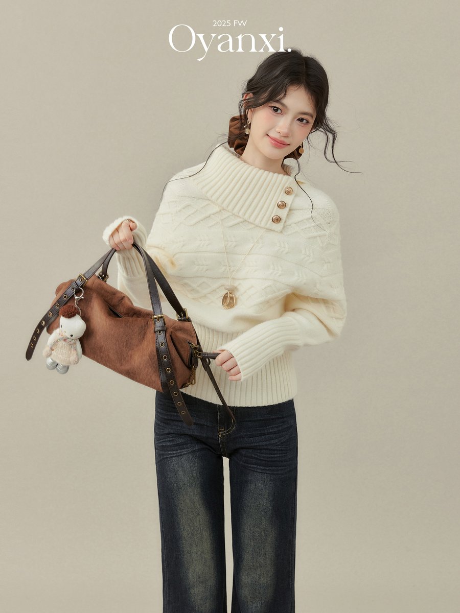 OYANXI 厚手 ハイネック リラックスニット