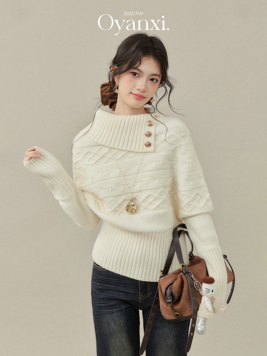 OYANXI 厚手 ハイネック リラックスニット
