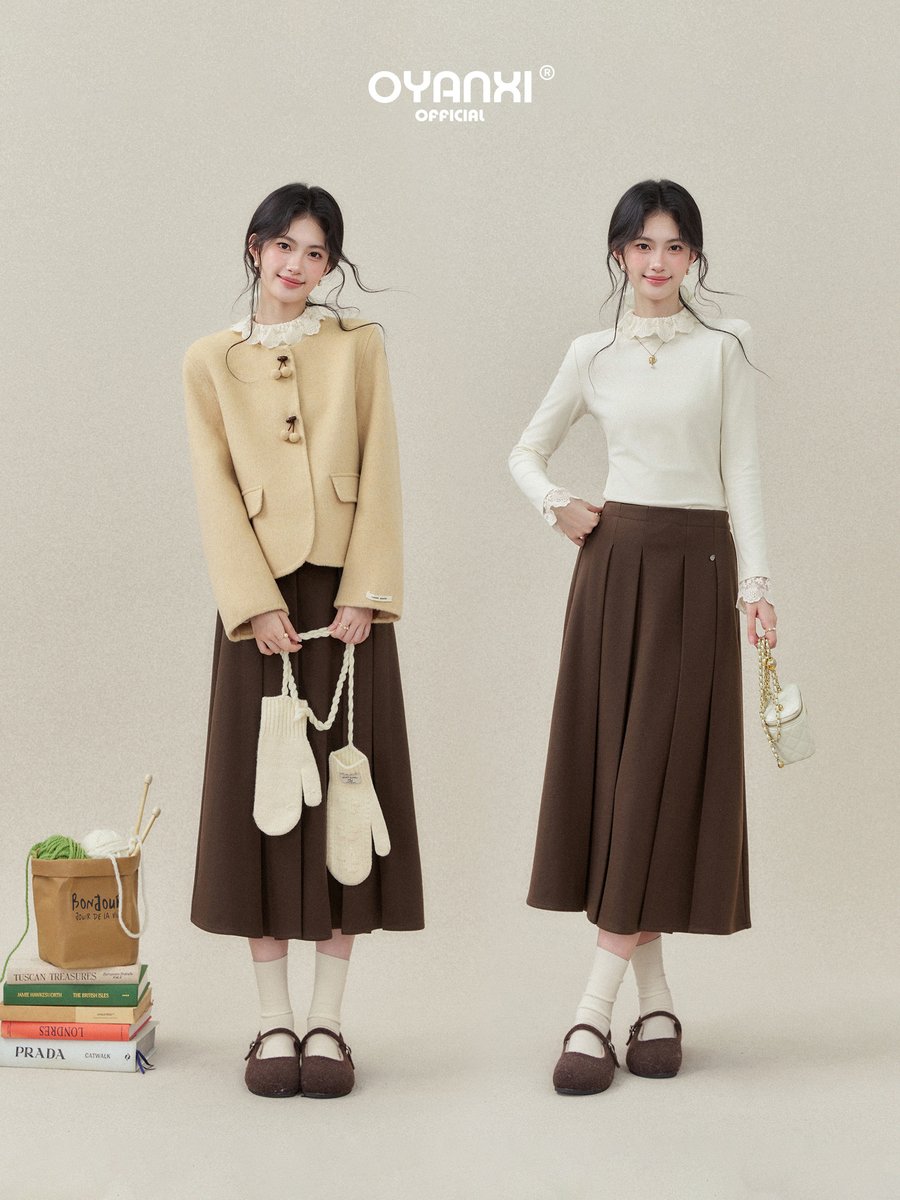 OYANXI レーストリムネック スリム 長袖Tシャツ