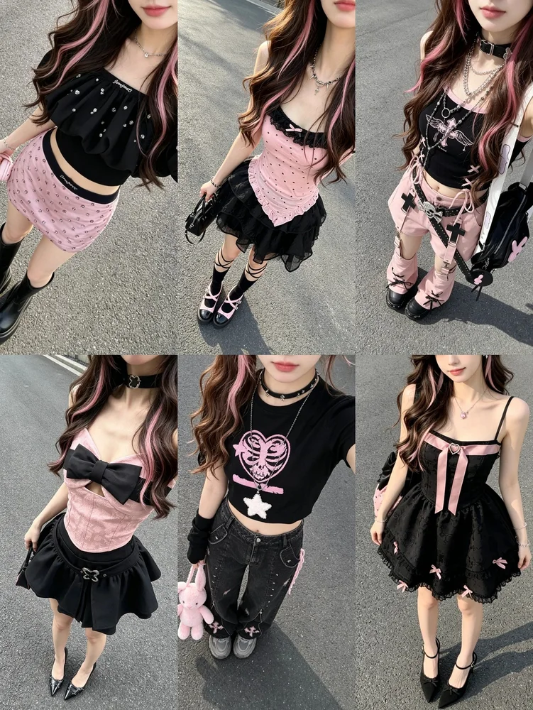 黒とピンクで甘めのY2K🖤