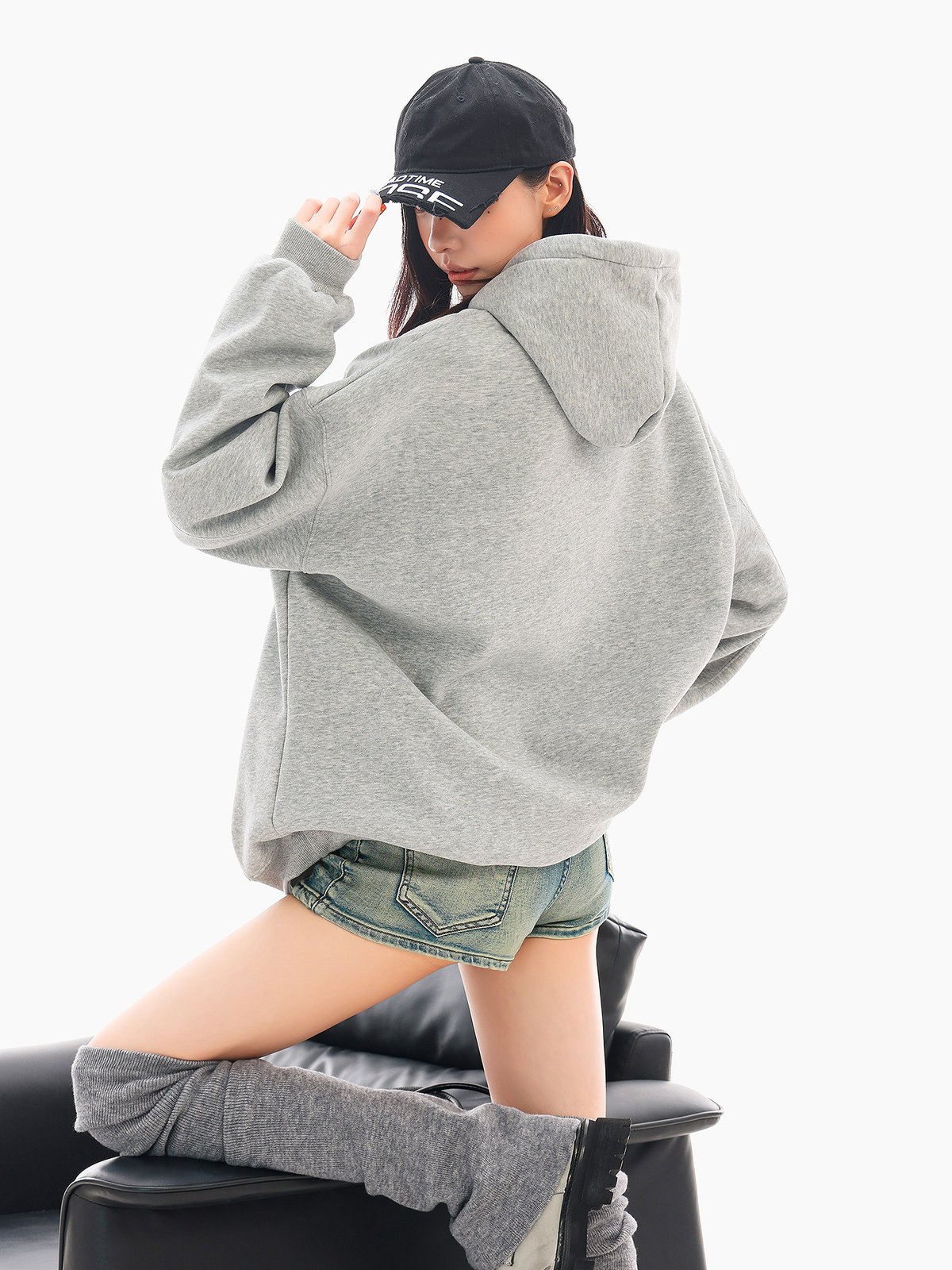 裏起毛 プリント フーディー グレー｜商品写真
