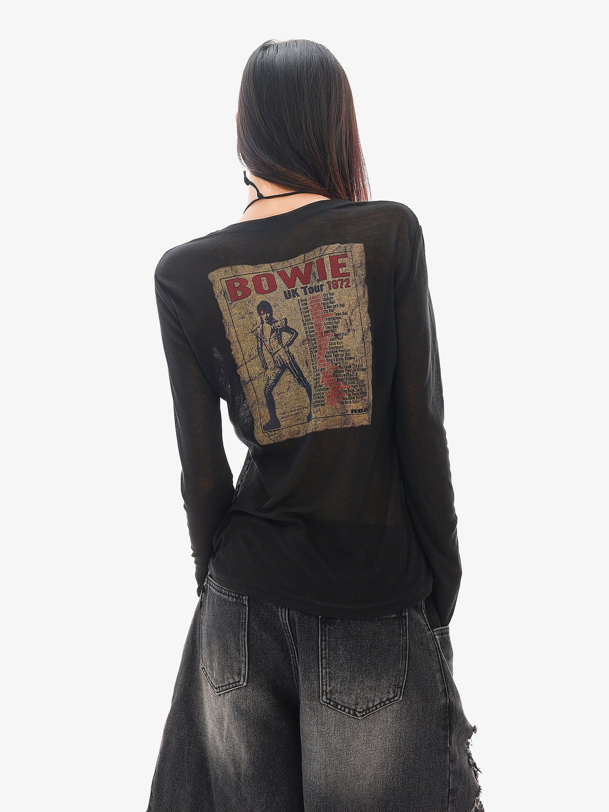 プリント シアー クルーネック 長袖Tシャツ｜商品写真