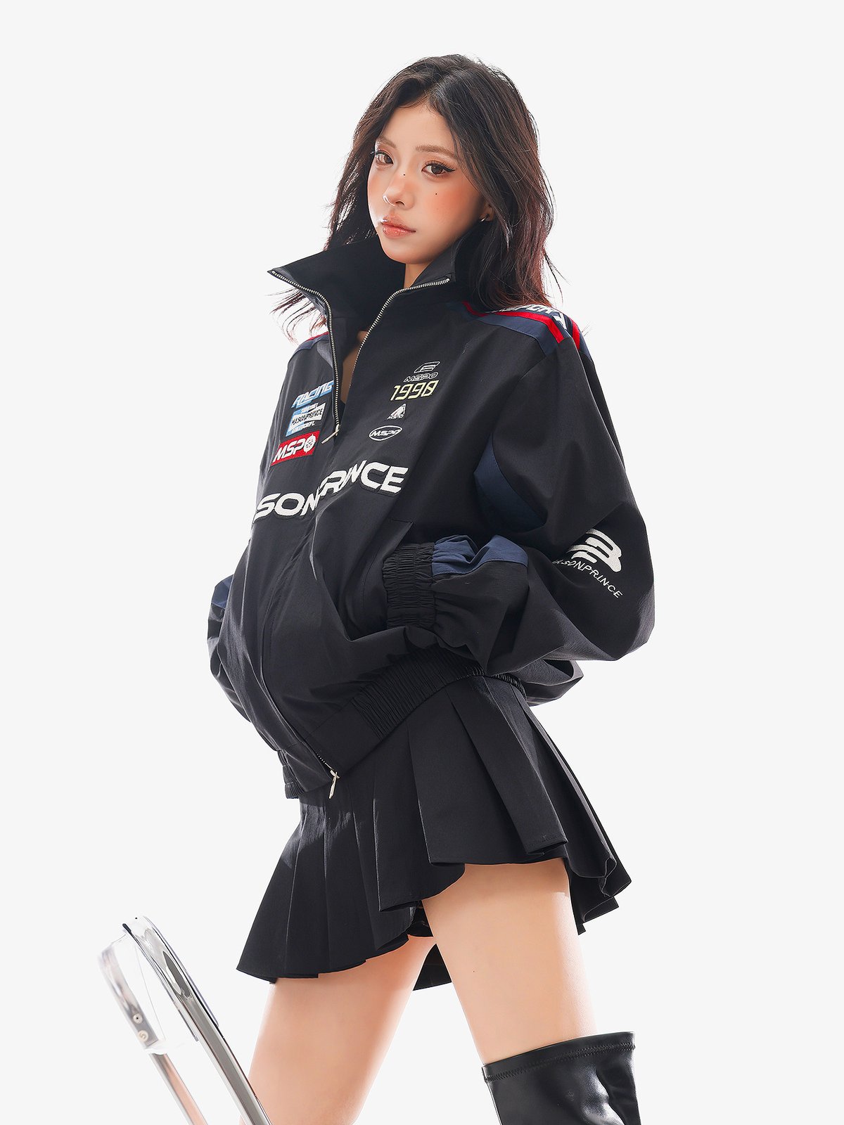 切替デザイン ライダース風ジャケット ゆったり｜商品写真