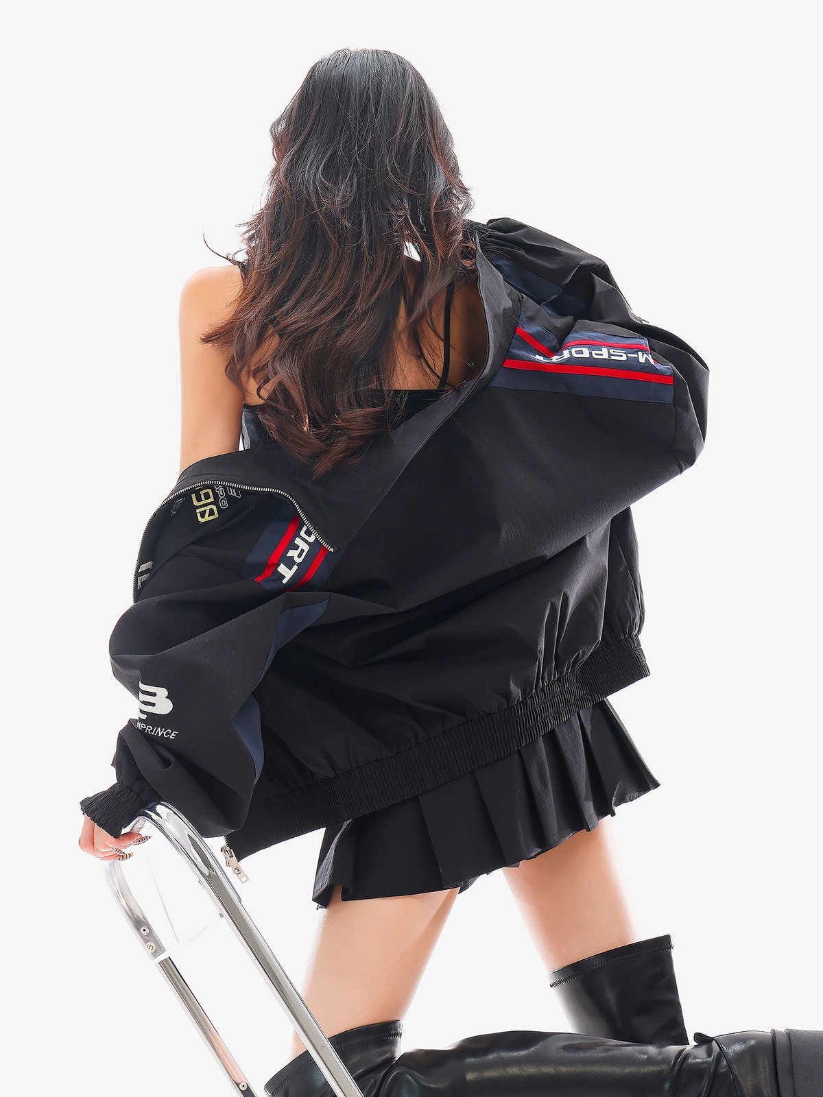 切替デザイン ライダース風ジャケット ゆったり｜商品写真