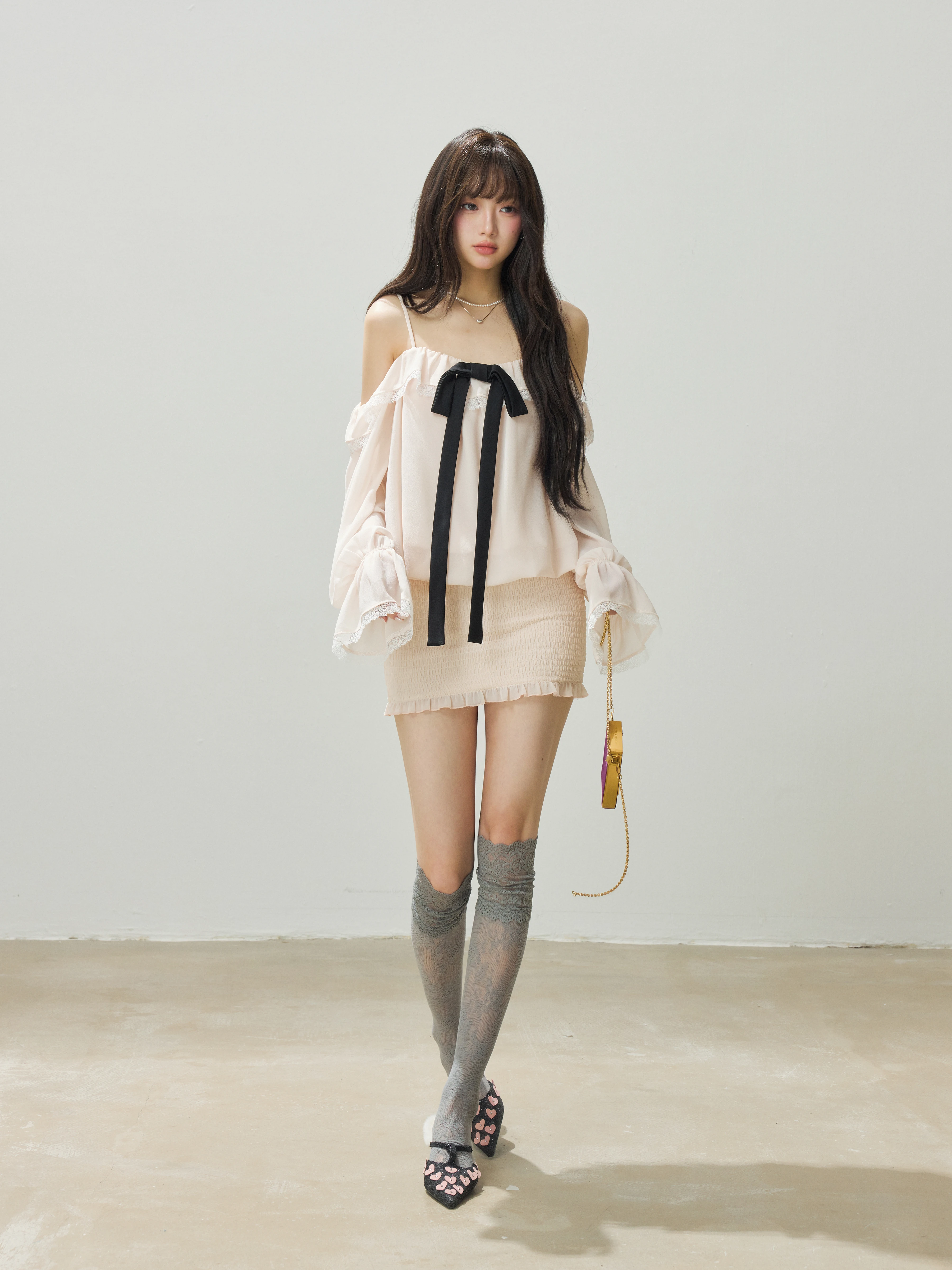 シフォン オフショルダー キャミワンピース 商品写真