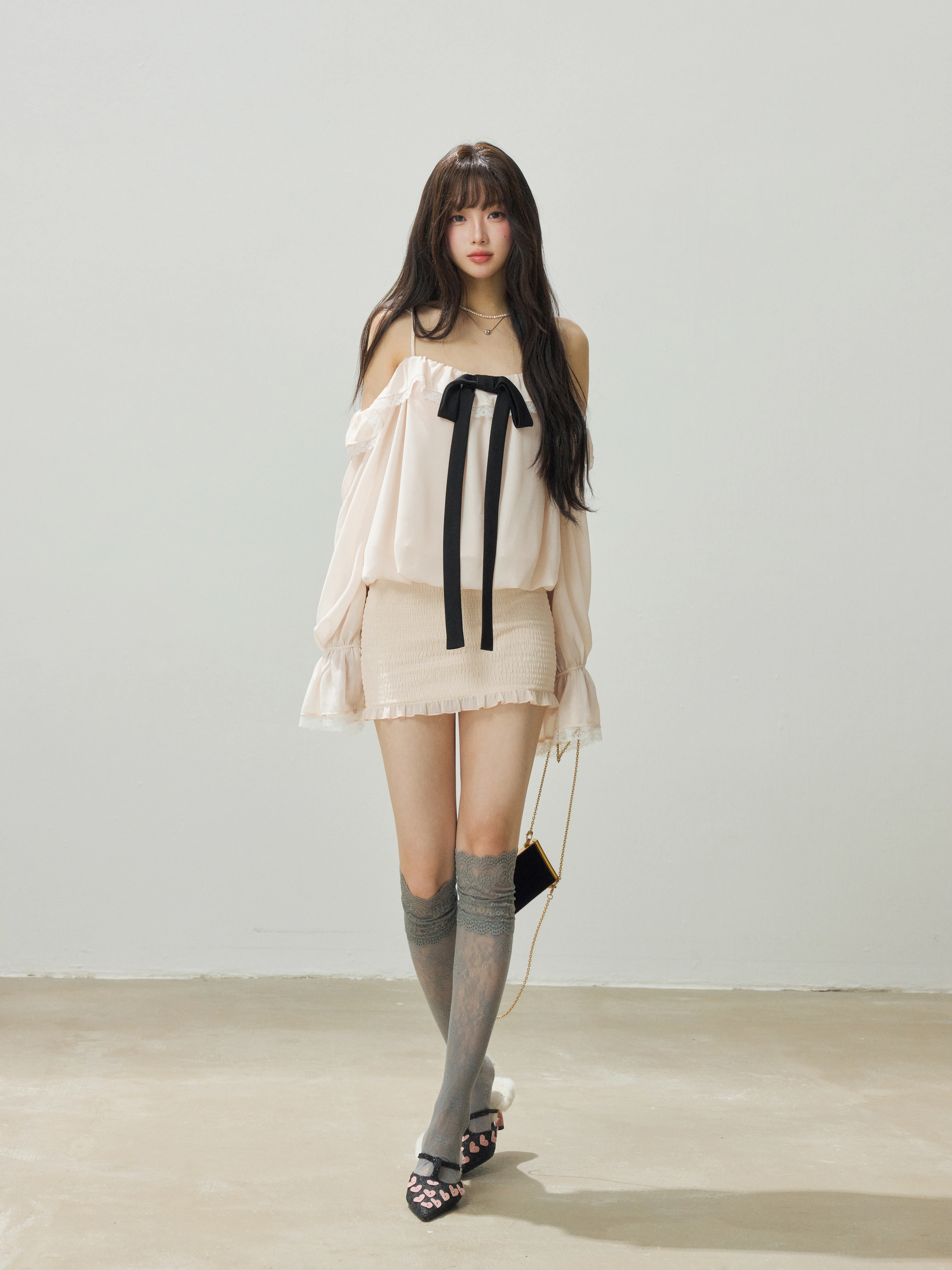 シフォン オフショルダー キャミワンピース 商品写真