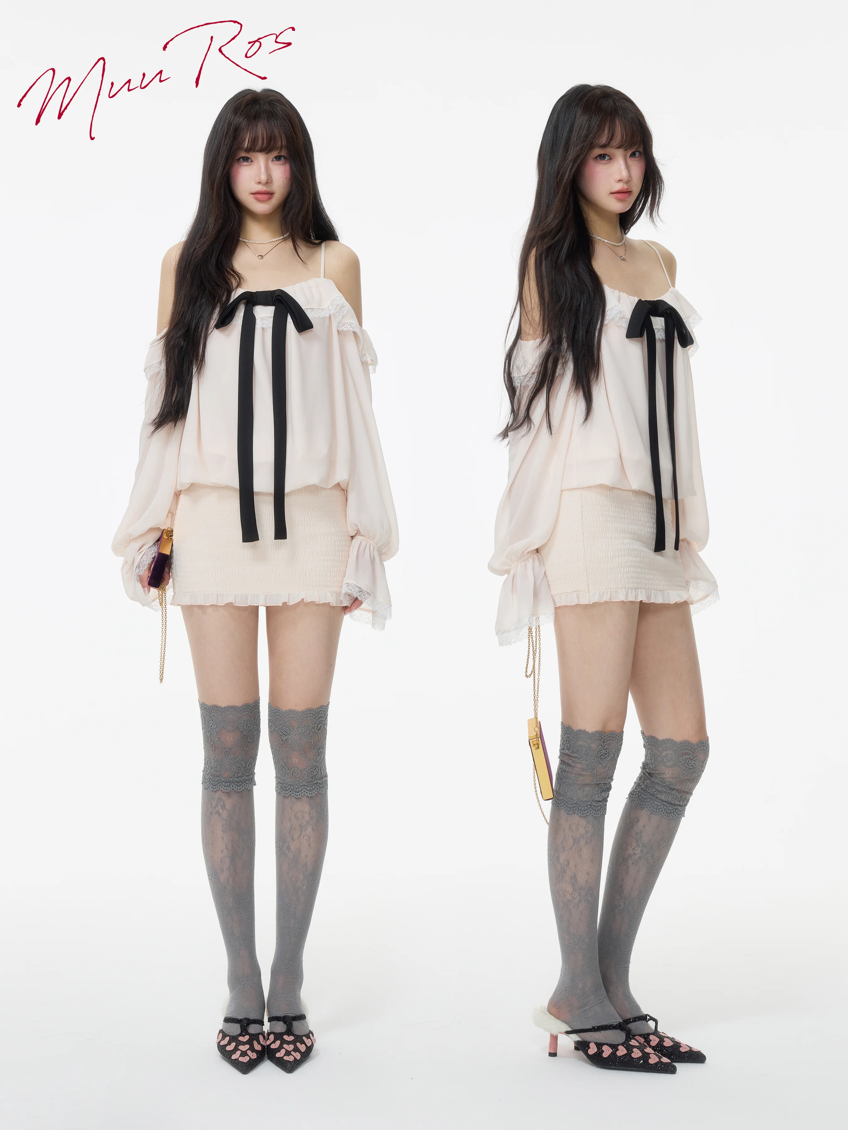 シフォン オフショルダー キャミワンピース 商品写真