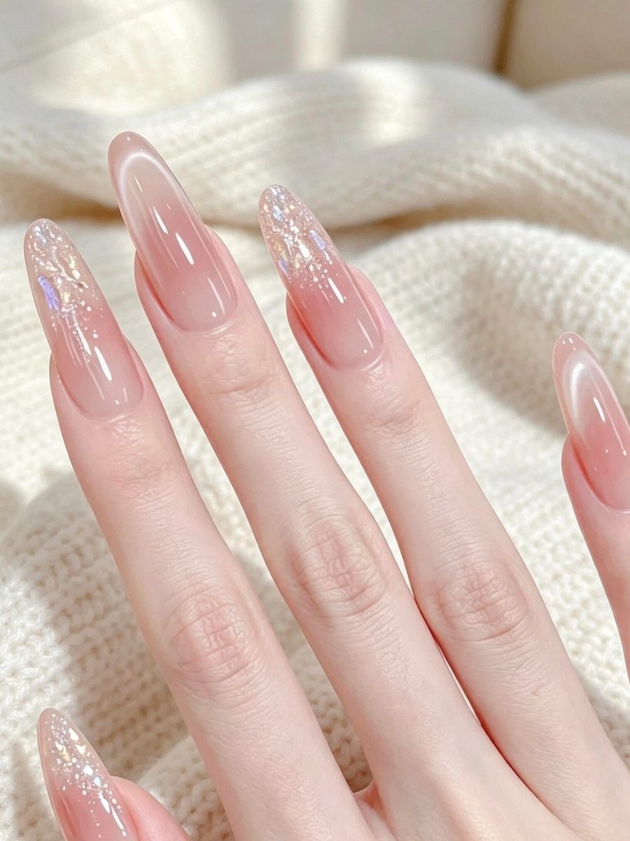 爪の先だけラメってかわいい✨