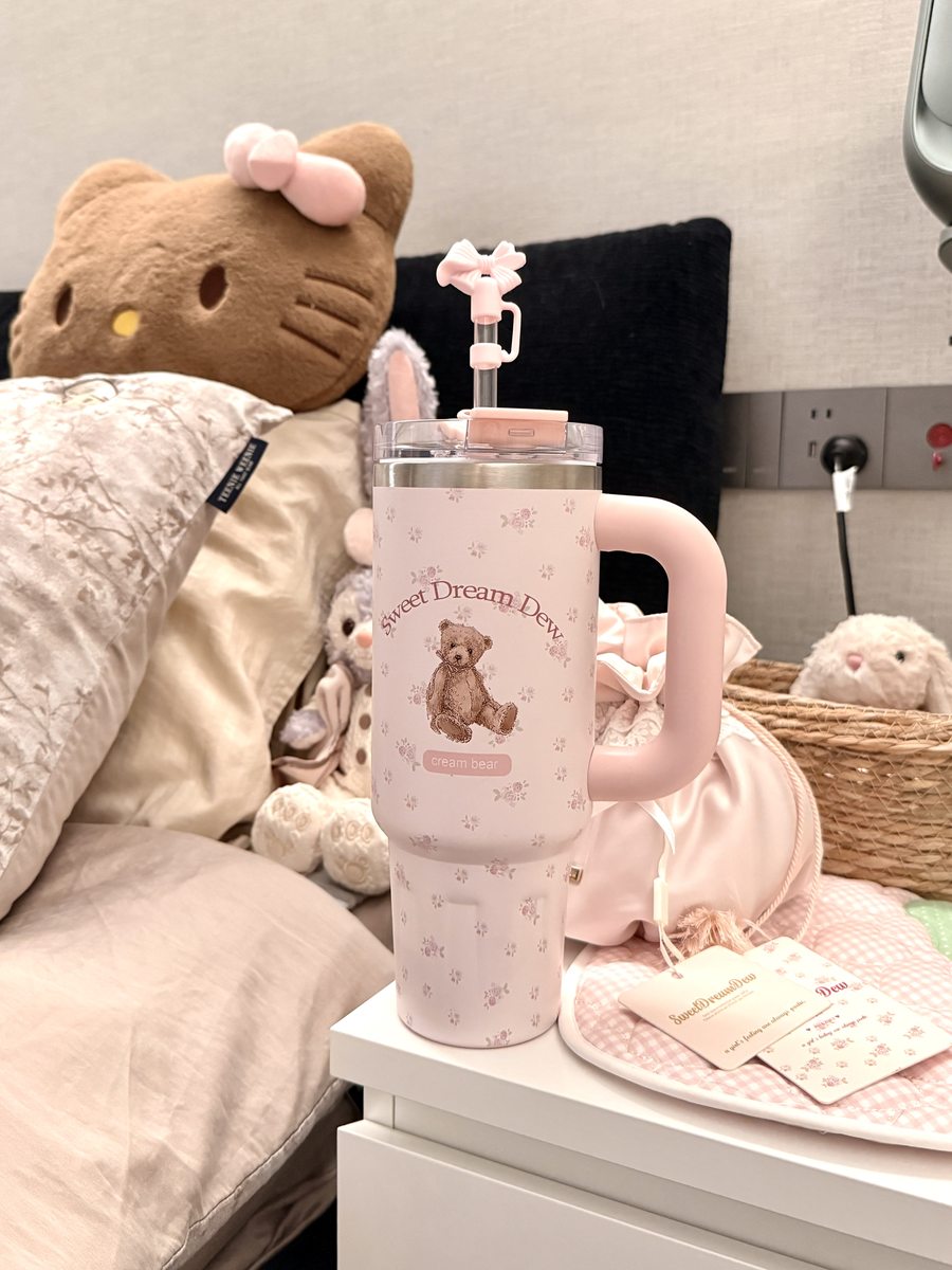 くまのタンブラー、持ち手までピンク🧸 写真2