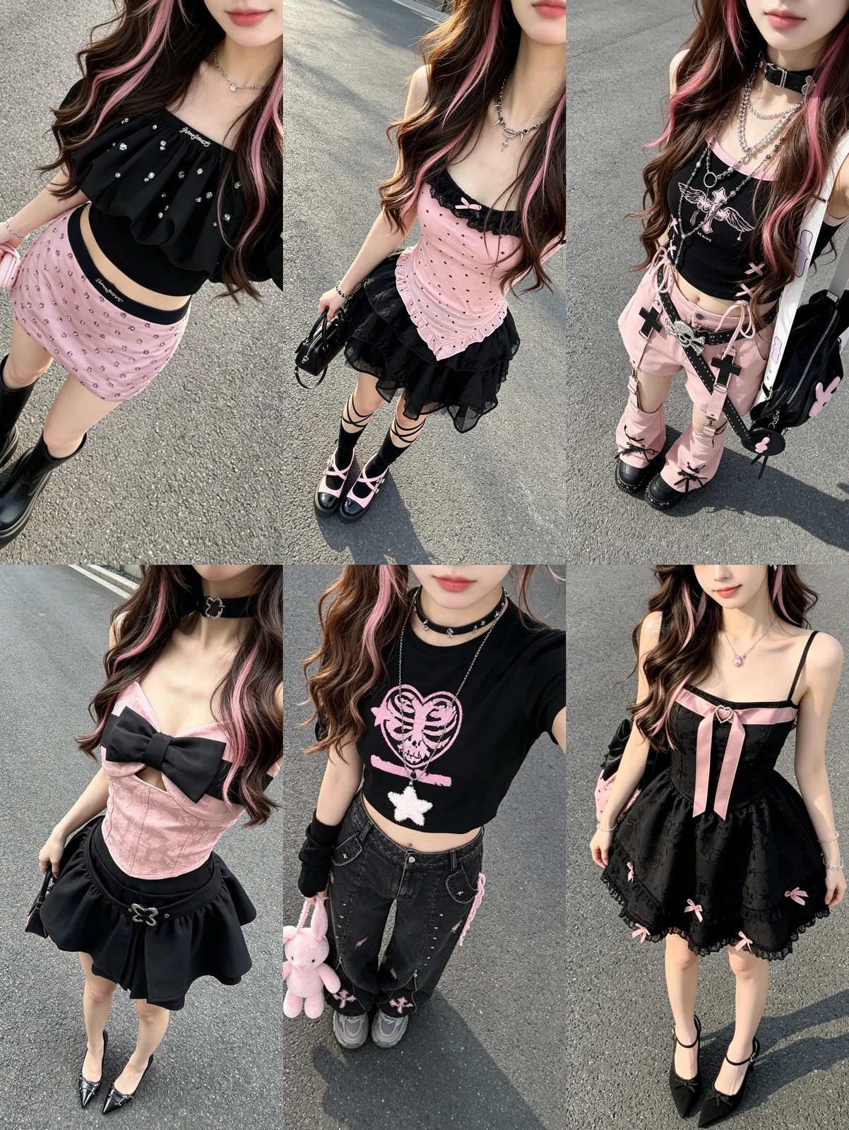 黒とピンクで甘めのY2K🖤