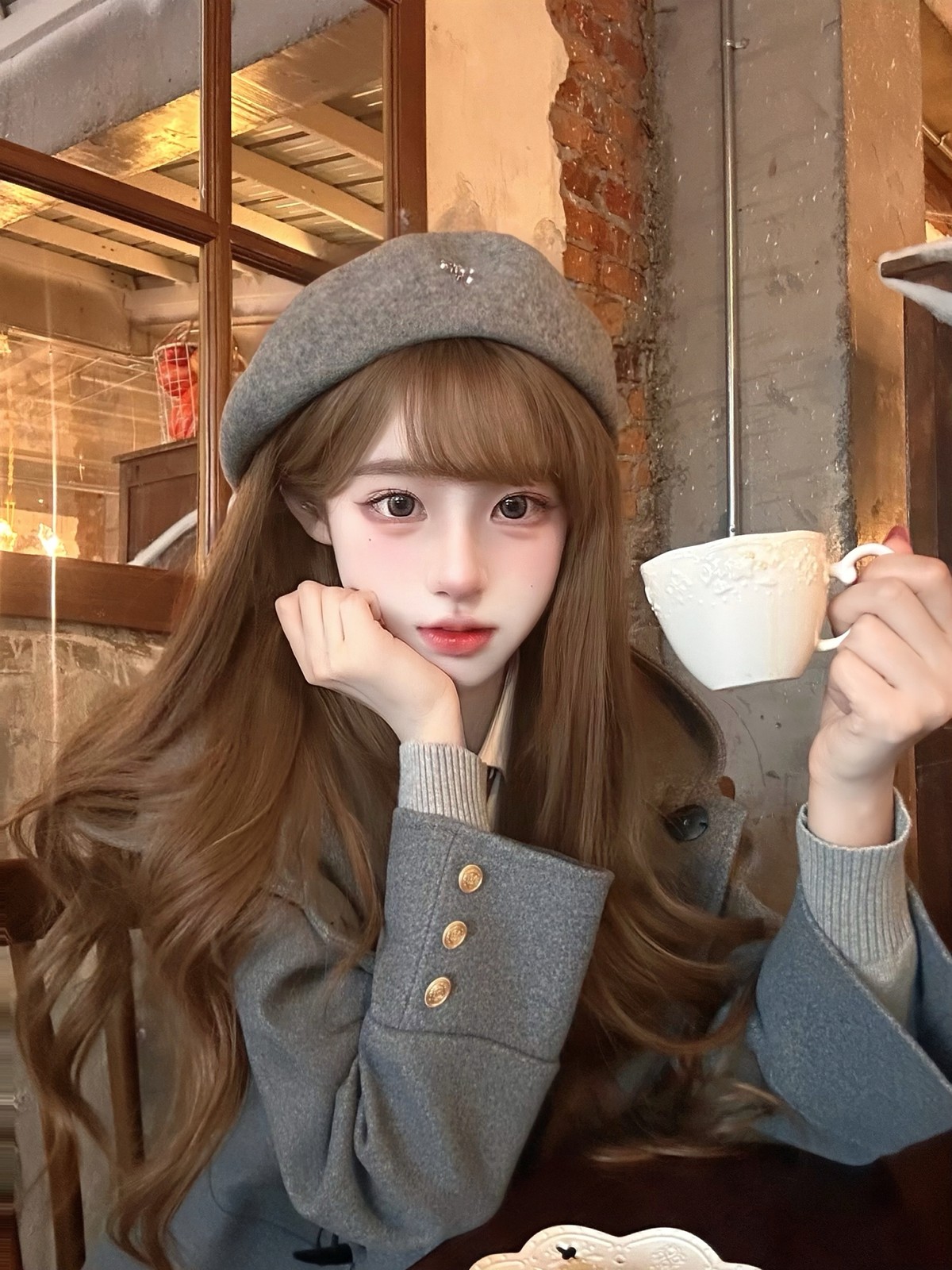 ベレー帽とチェックで秋のカフェへ☕️
