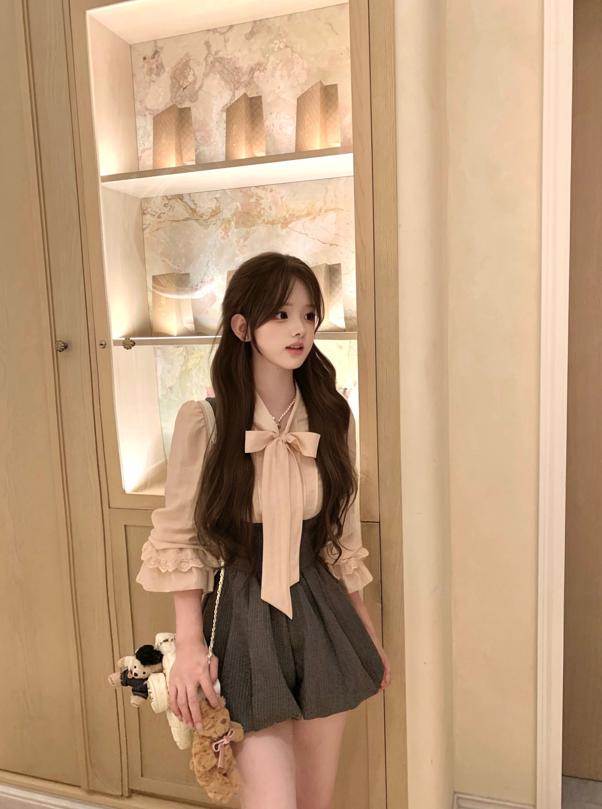 グレーにピンク、リボンは大きく🎀 写真2