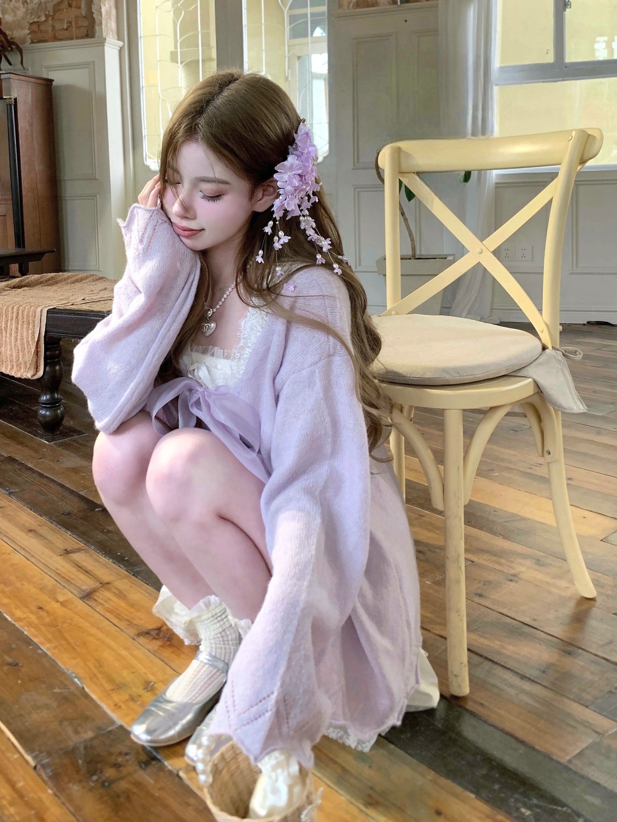 ラベンダーのお花を髪にも💜
