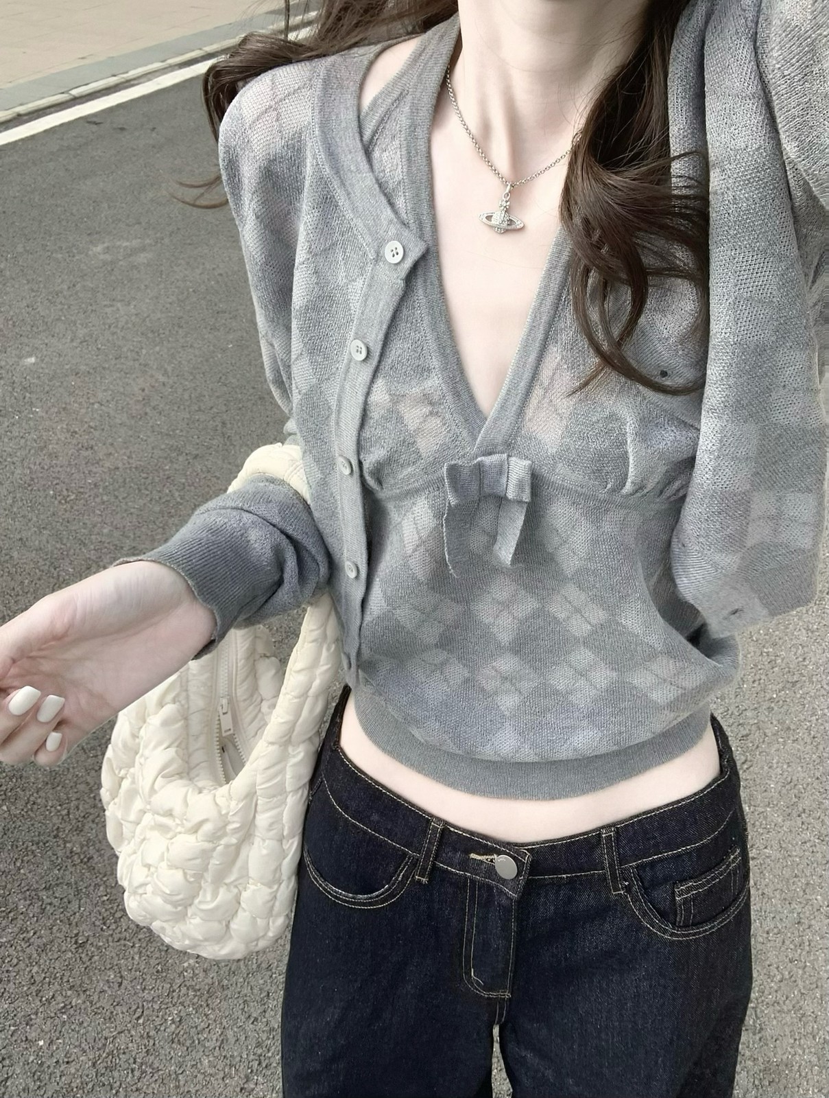 グレーのアーガイルに小さなリボン🩶 写真2