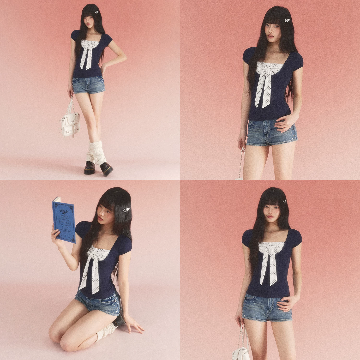 Weekendhub レイヤードリボンTシャツ