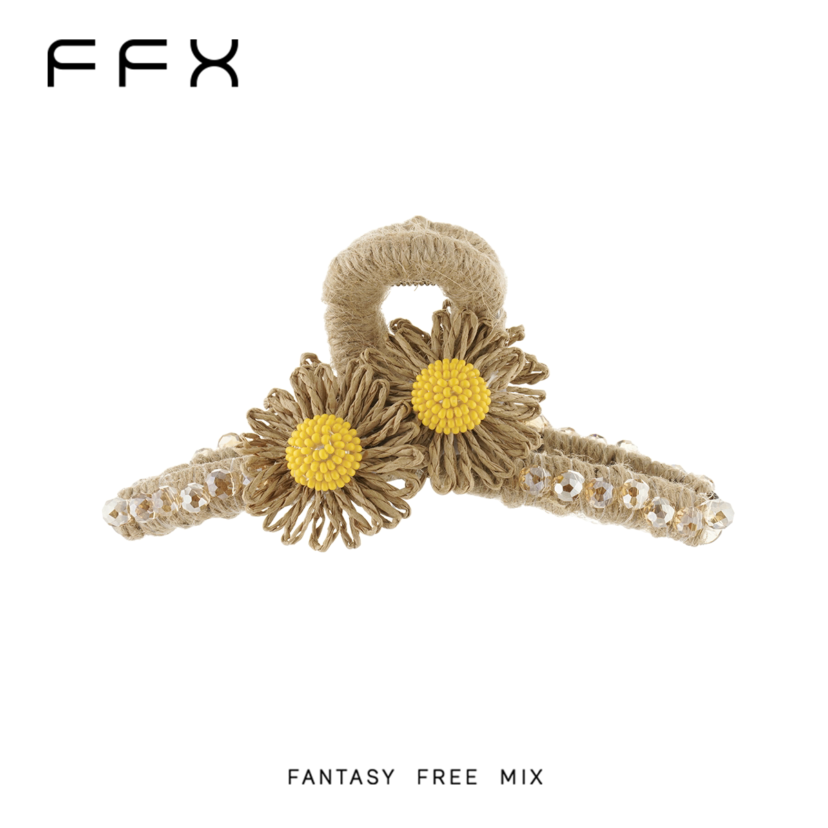 FFX ペーパー編みフラワーモチーフバンスクリップ