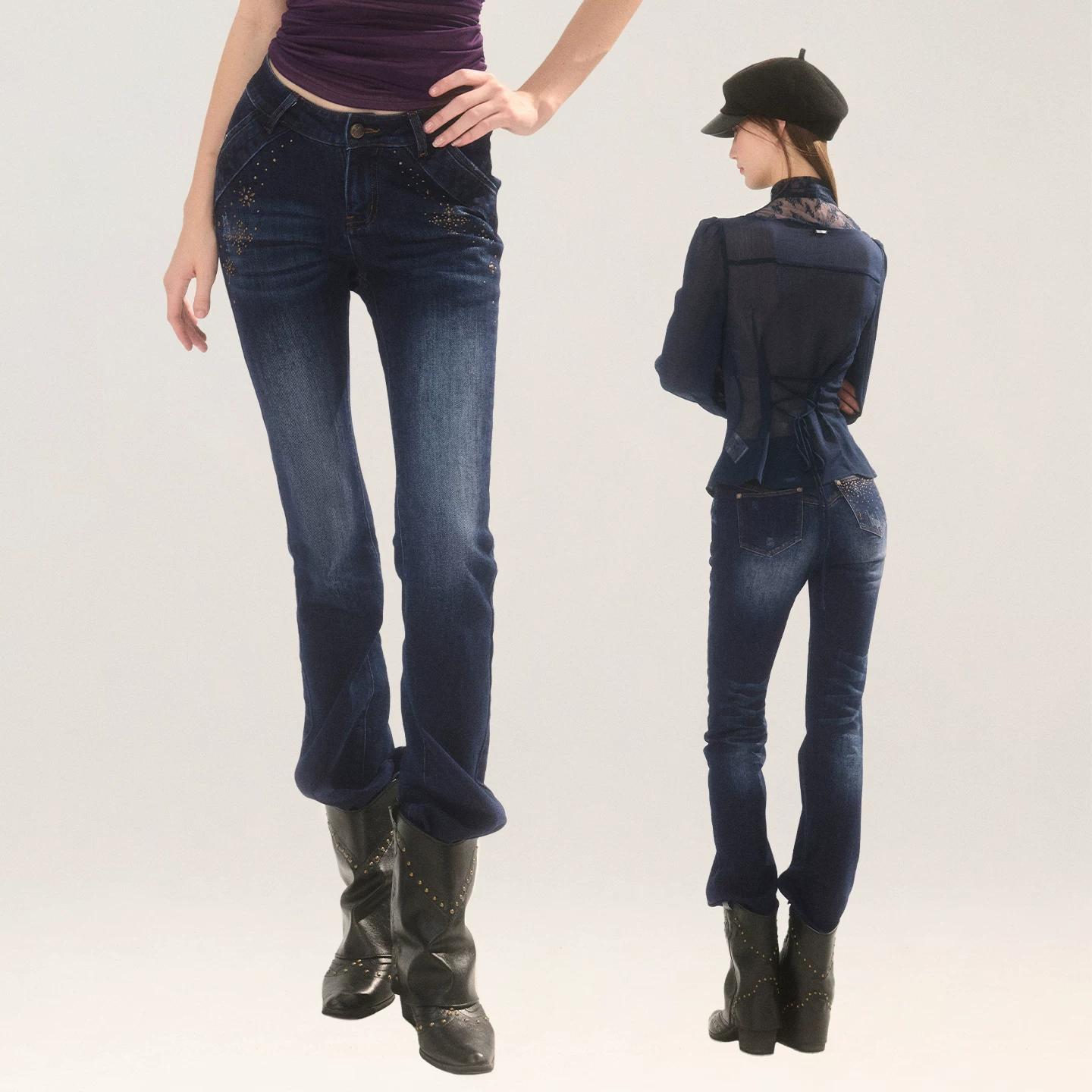 wooha デニムストレートパンツ