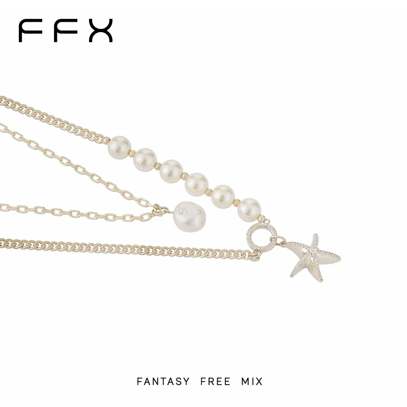 FFX ヒトデモチーフパールモチーフネックレス