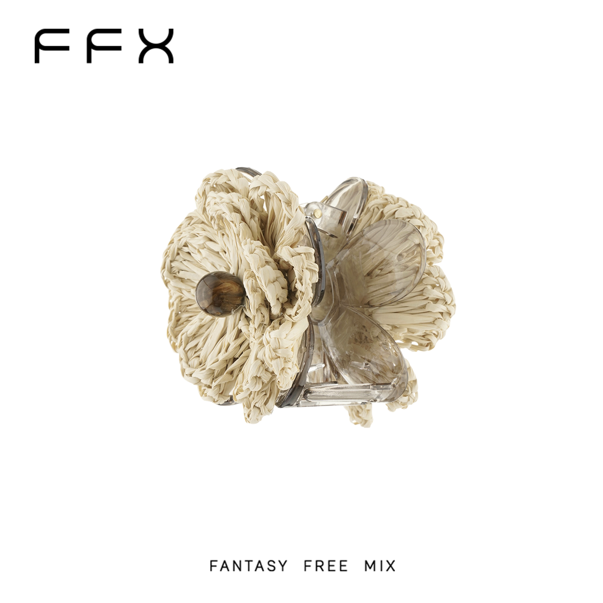 FFX ペーパー編みフラワーモチーフバンスクリップ