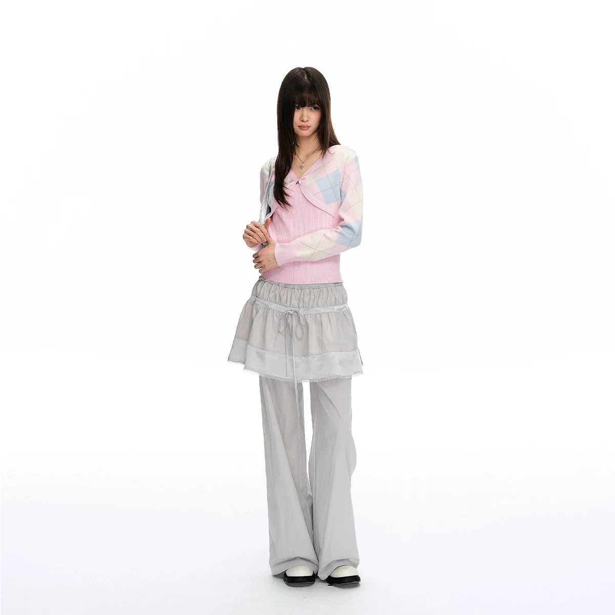 ablueberry レイヤードストレートパンツ