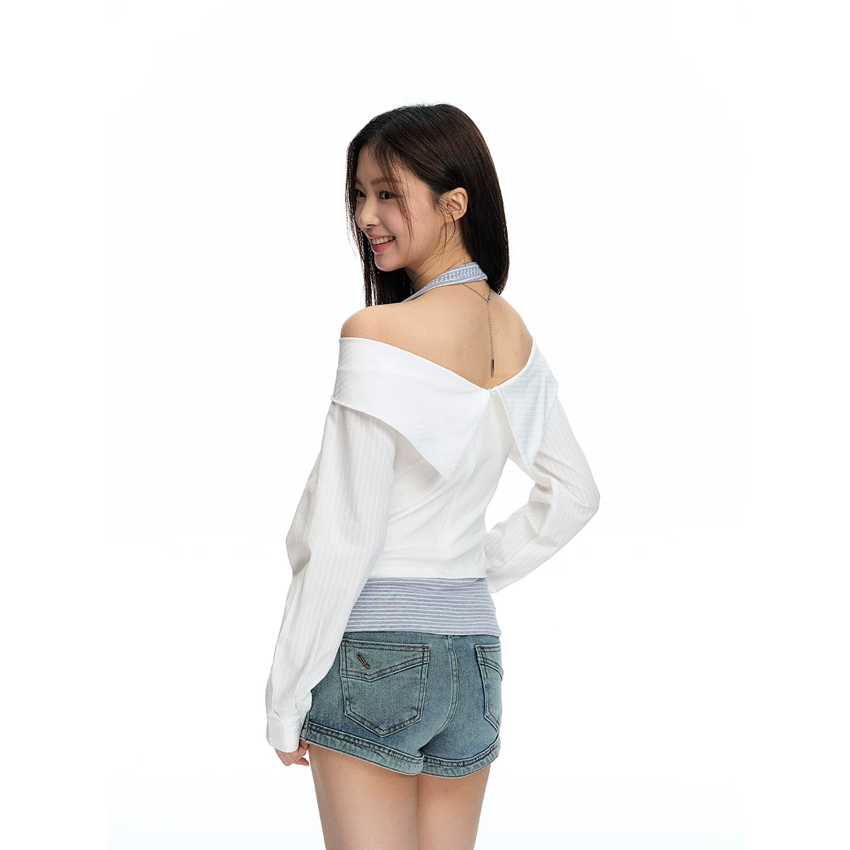 ablueberry ストライプ柄レイヤードTシャツ