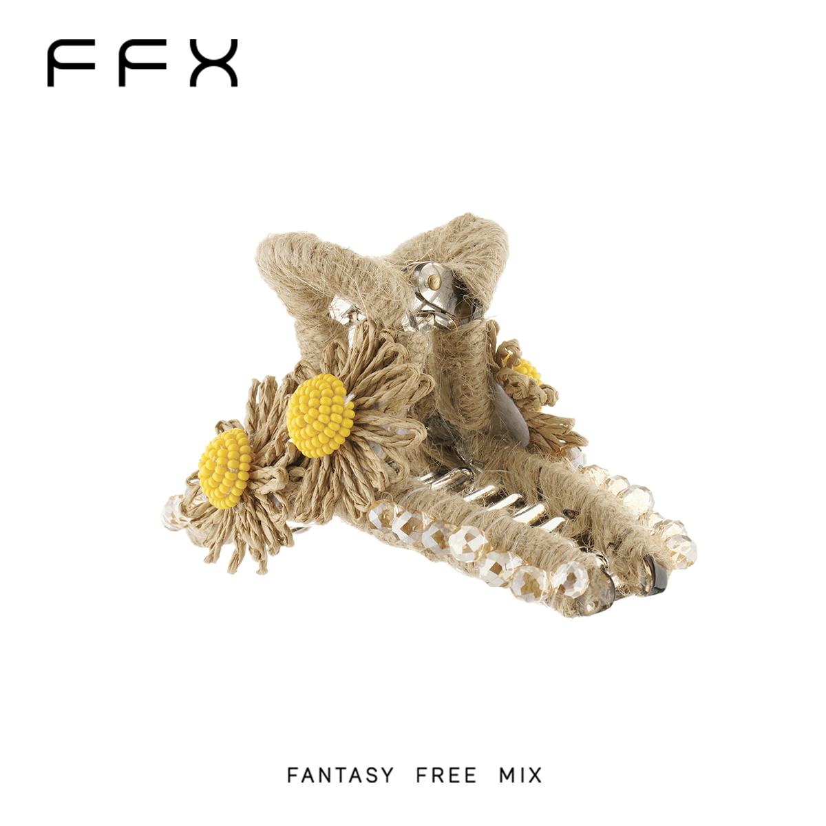 FFX ペーパー編みフラワーモチーフバンスクリップ