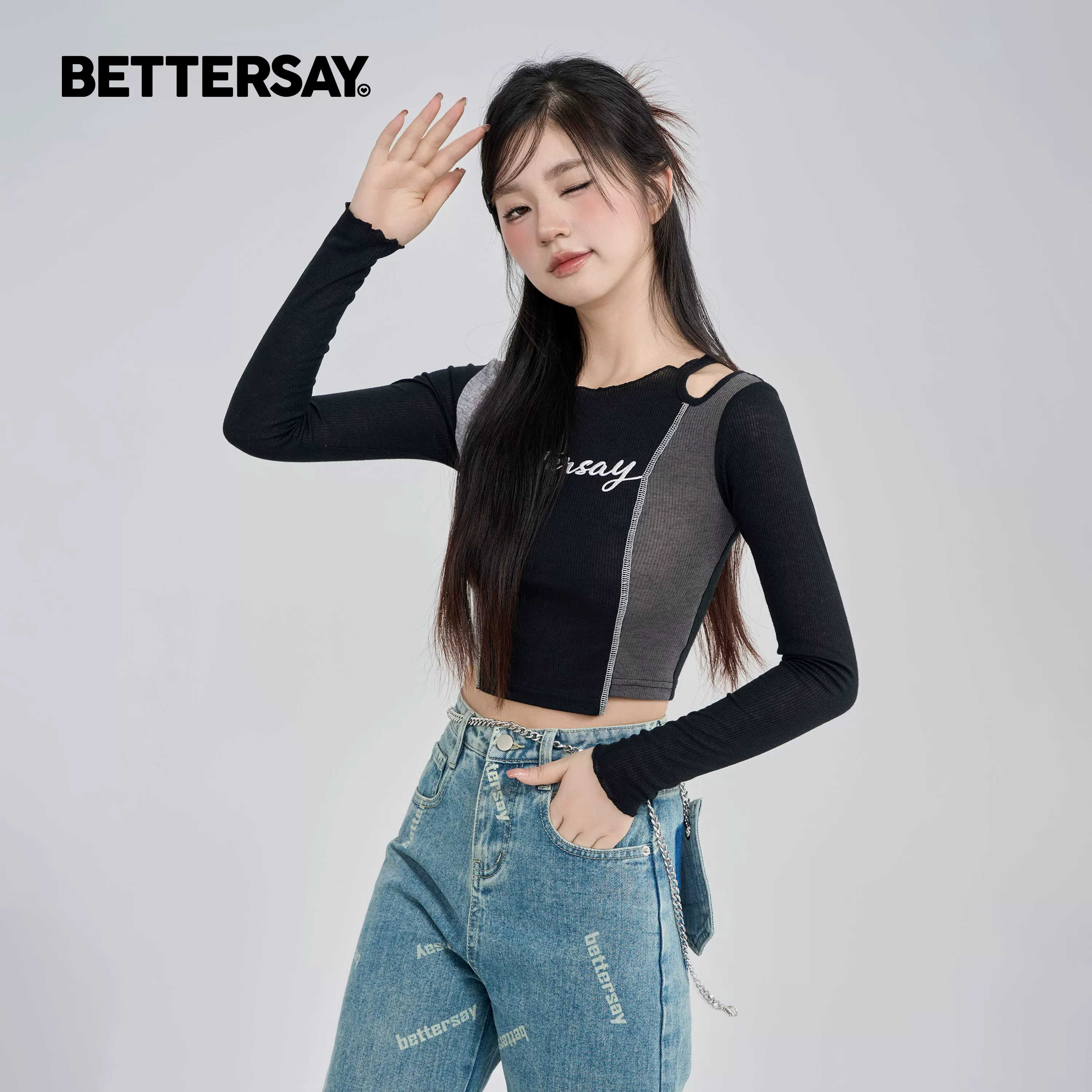 BETTERSAY プリントアシンメトリーTシャツ