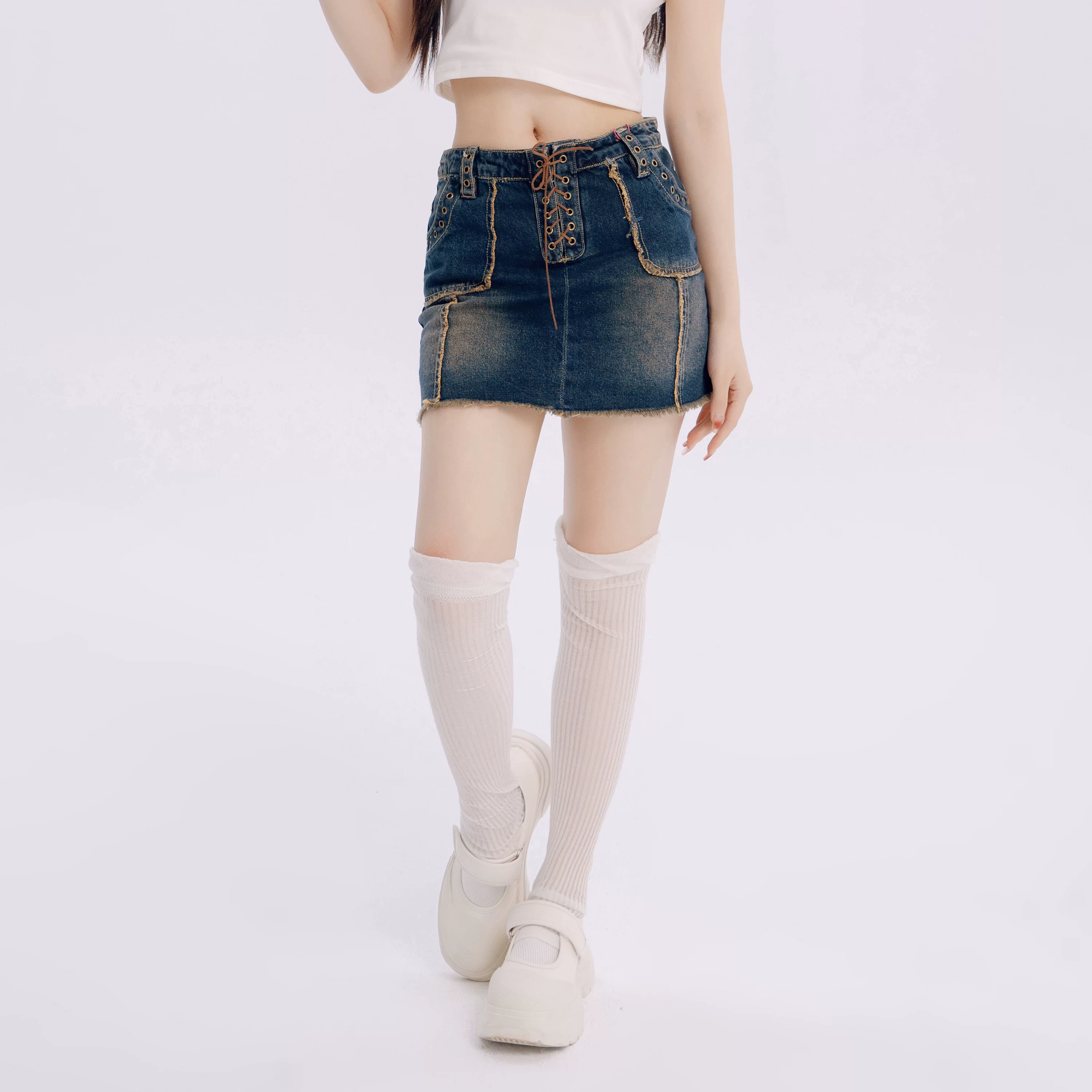 BETTERSAY ウォッシュドカットオフデニムスカート