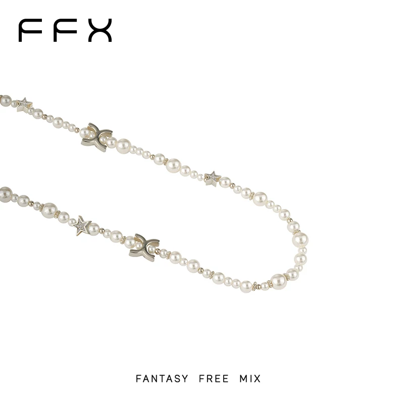 FFX 星モチーフパールモチーフロングネックレス