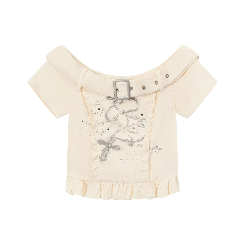ablueberry リボン結びTシャツ