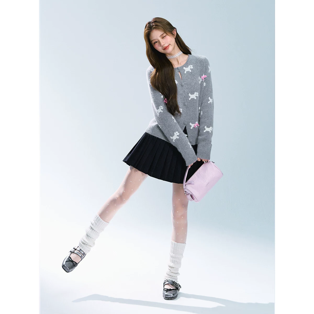 ablueberry レース切り替えプリーツスカート
