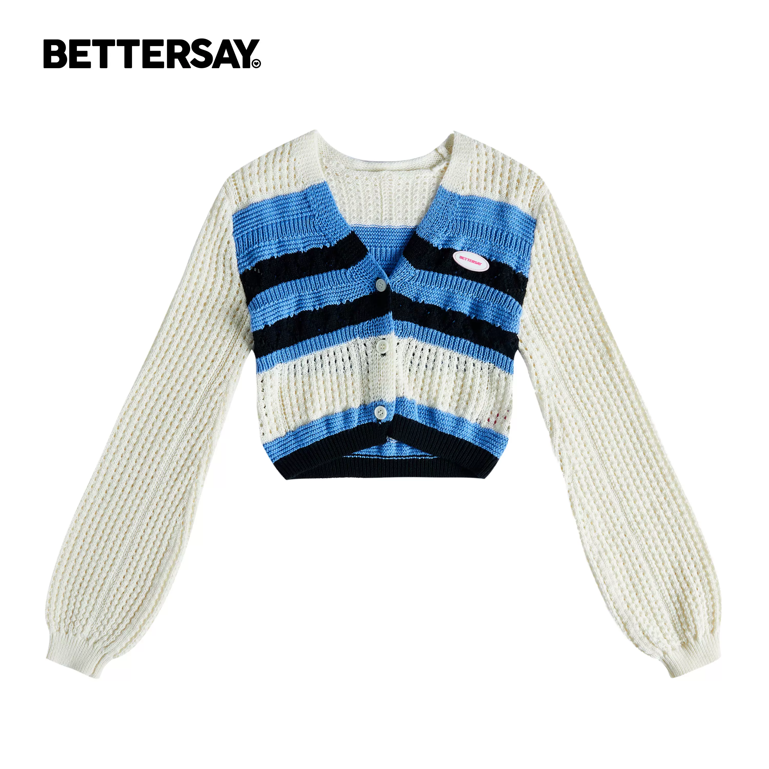 BETTERSAY バイカラーショート丈カーディガン