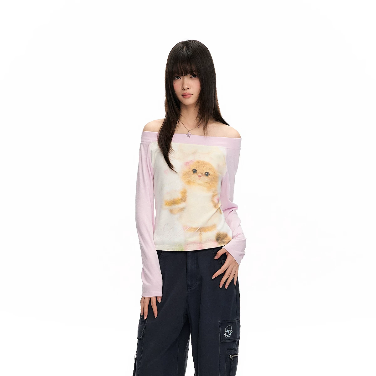 ablueberry オフショルダーTシャツ