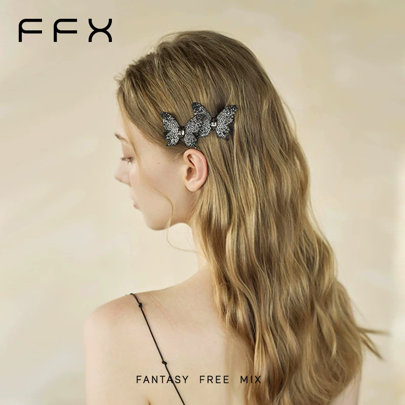 FFX 蝶モチーフビジューヘアクリップ