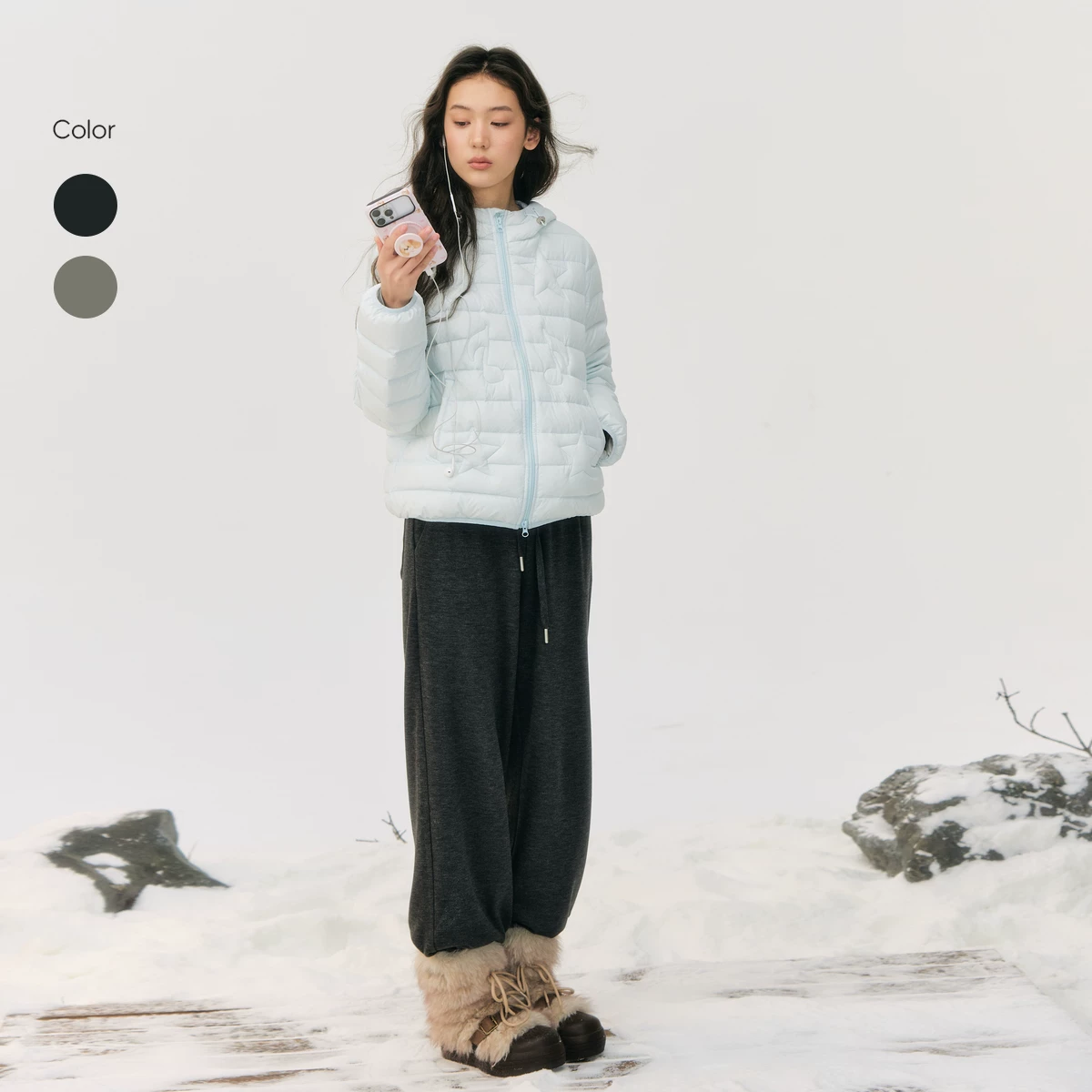 ablueberry ドローストリングストレートパンツ