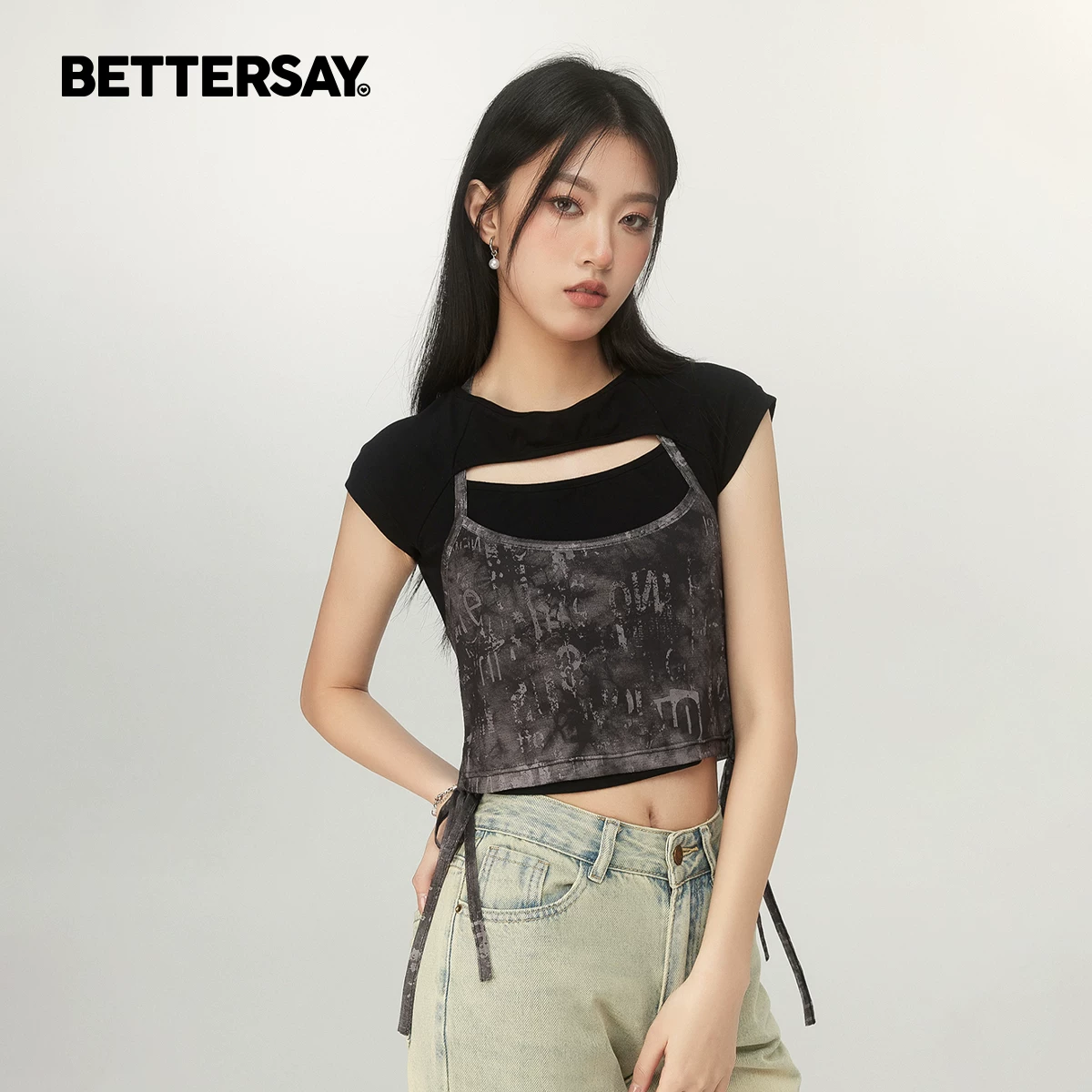 BETTERSAY カットアウトレイヤードTシャツ
