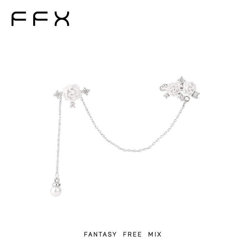 FFX フラワーモチーフフリンジイヤーカフ