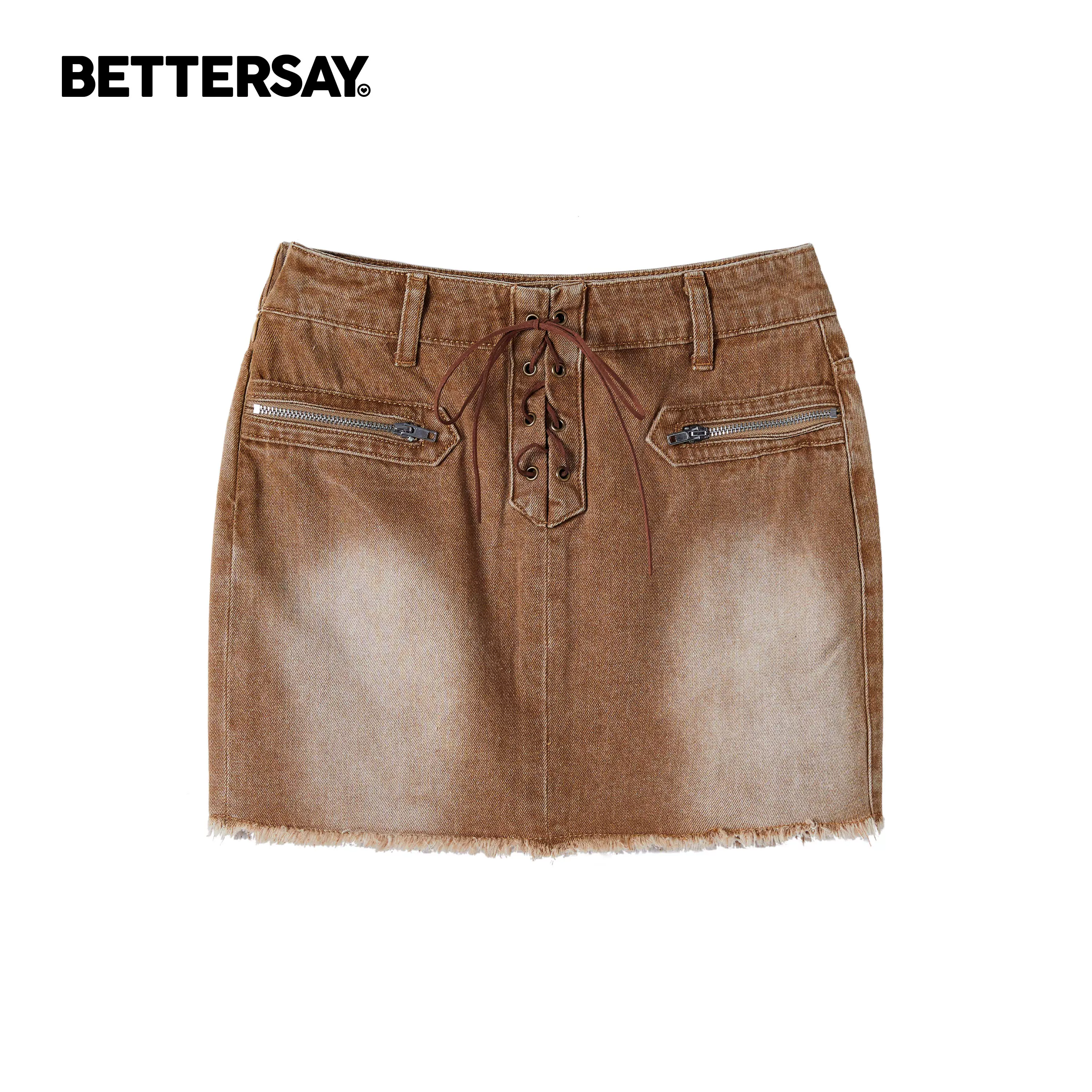 BETTERSAY リボン結びデニムミニスカート