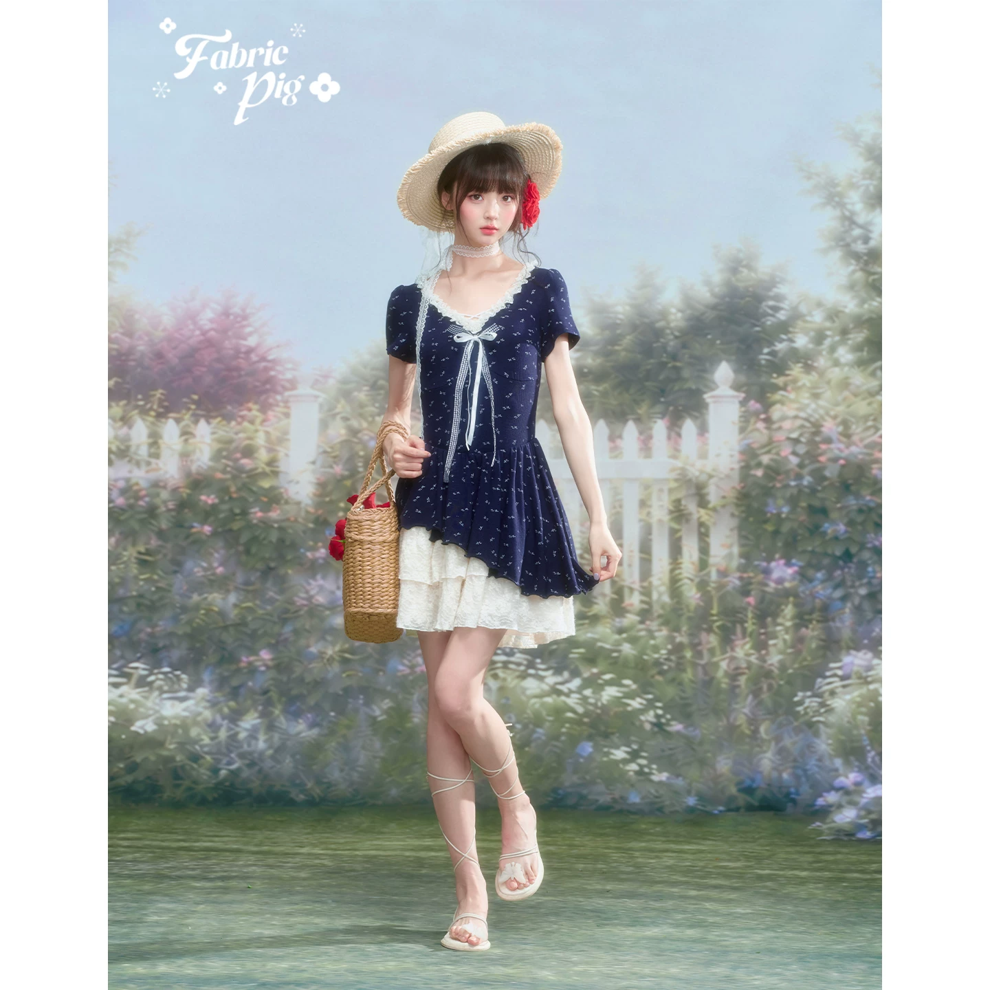 fabricpig 小花柄ワンピース