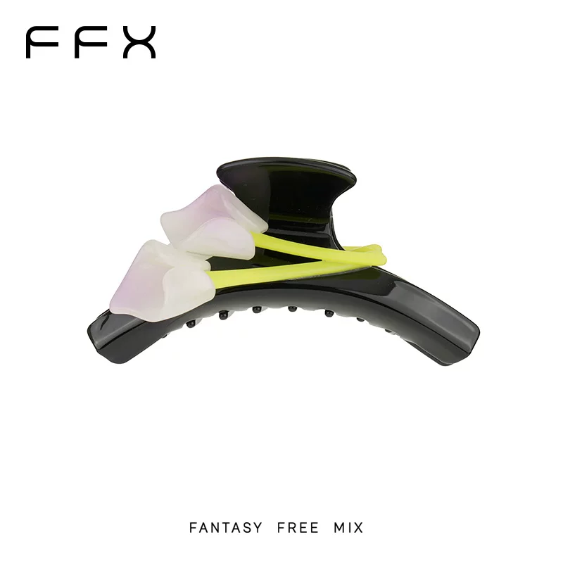 FFX アセテートフラワーモチーフバンスクリップ
