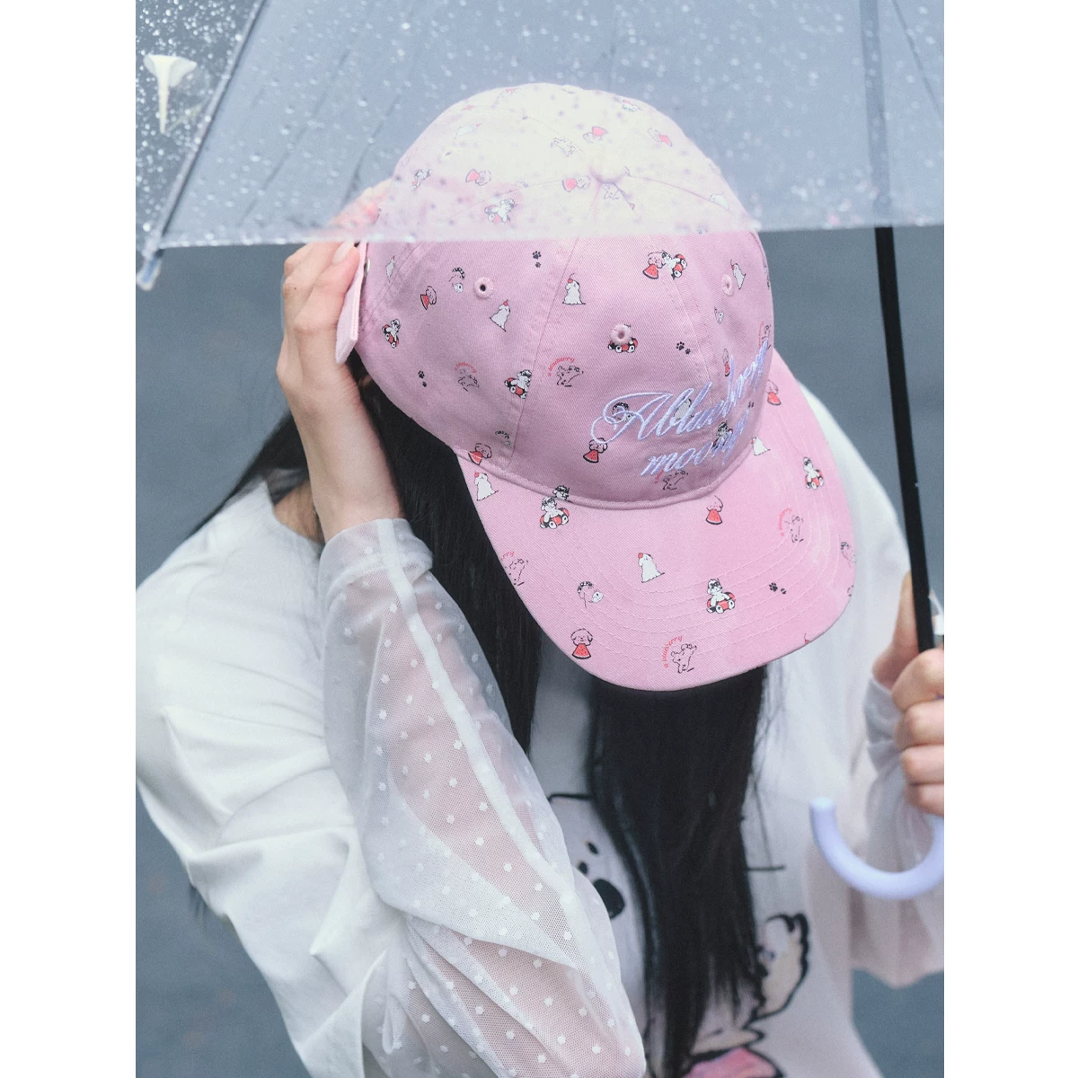 ablueberry プリント犬モチーフキャップ