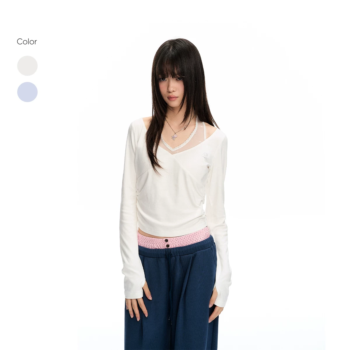 ablueberry チュールホルターネックTシャツ