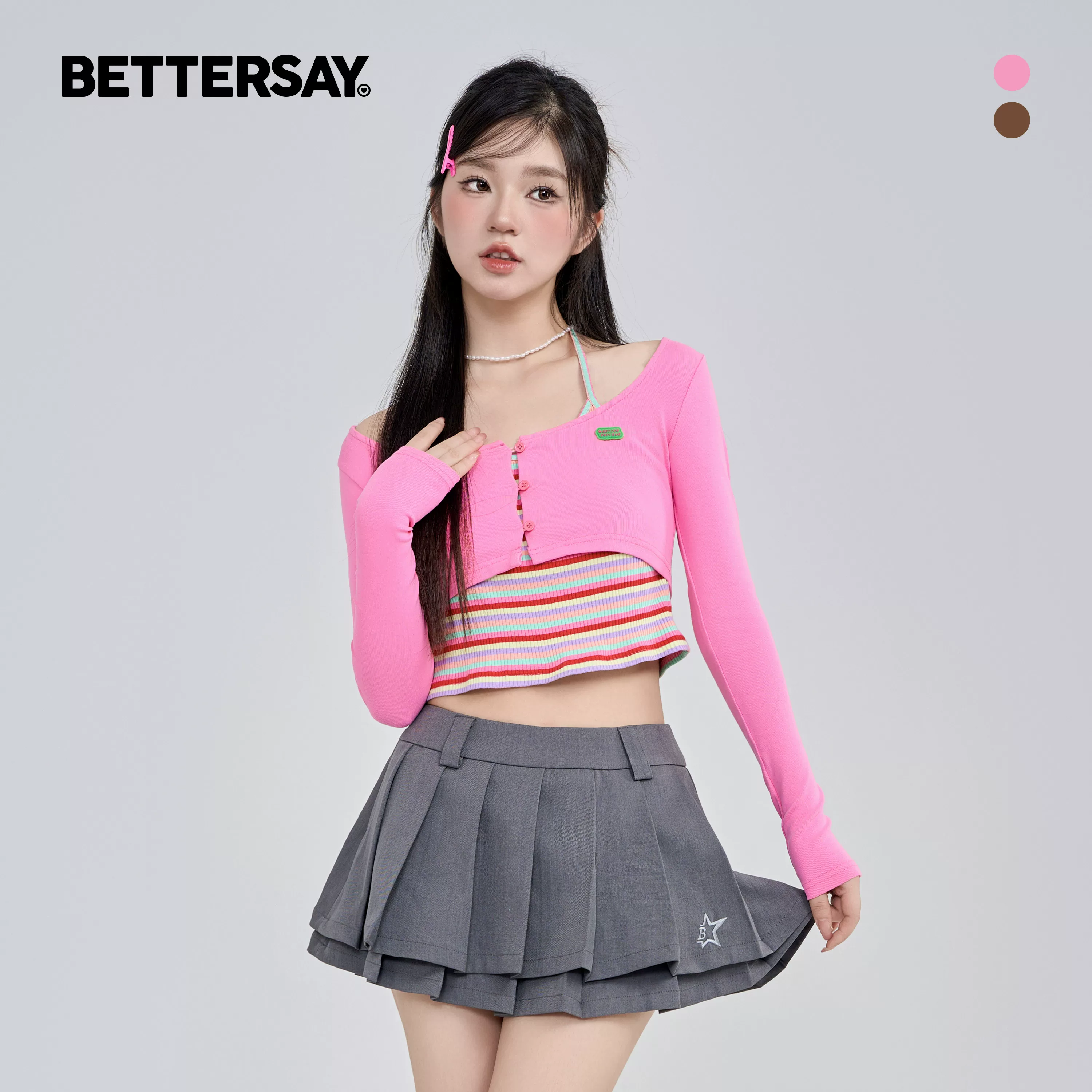 BETTERSAY キャミソールレイヤードショート丈トップスセット