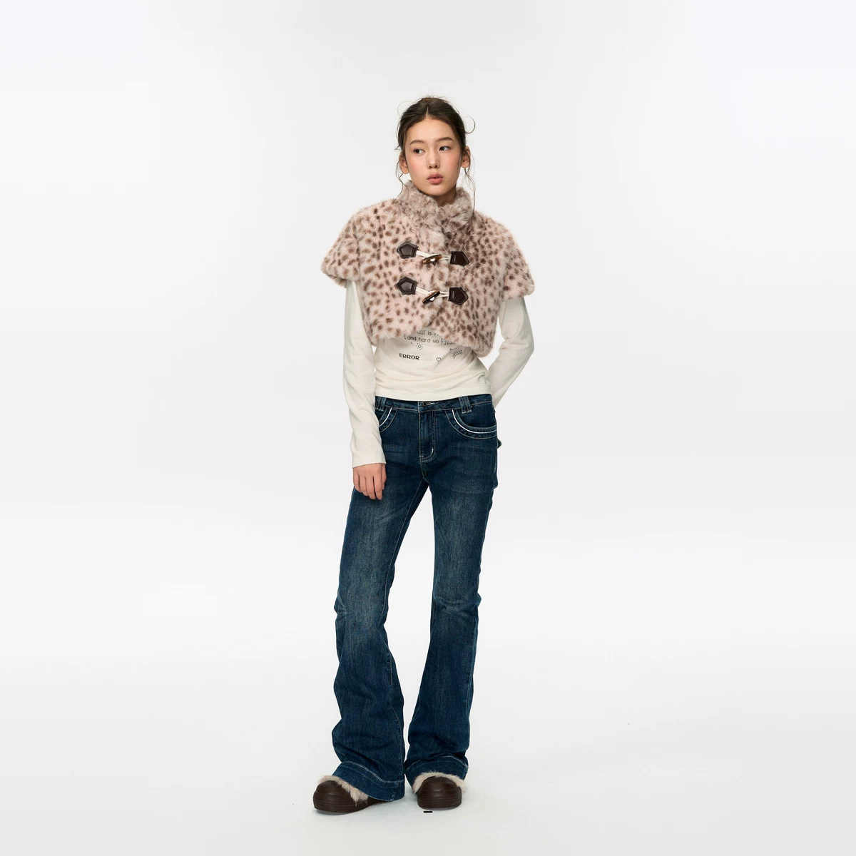 ablueberry レオパード柄ショート丈ベスト