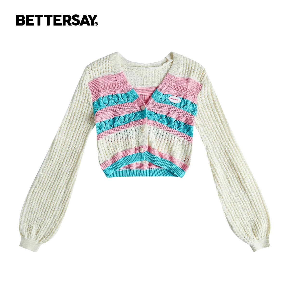 BETTERSAY バイカラーショート丈カーディガン