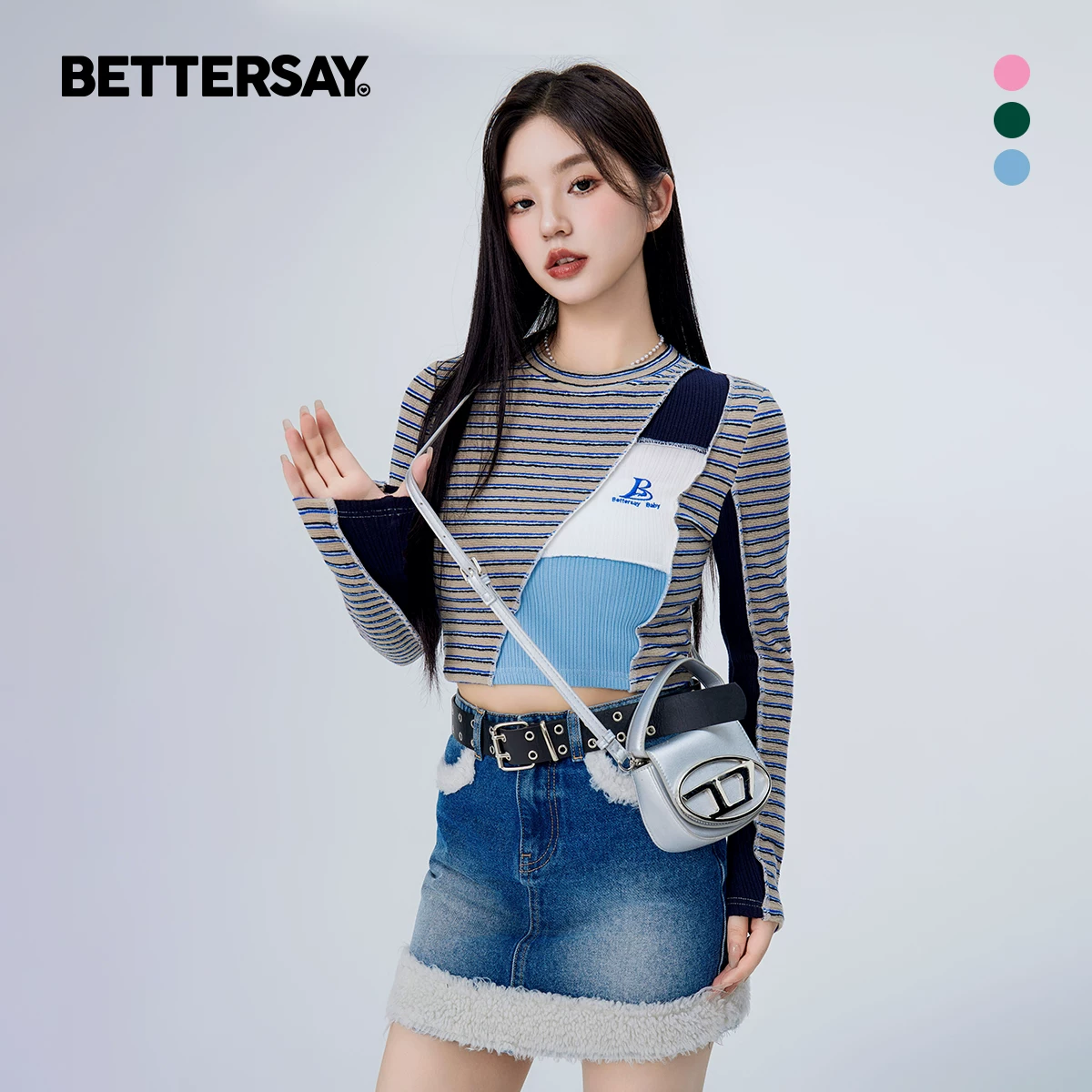 BETTERSAY ストライプ柄Tシャツ