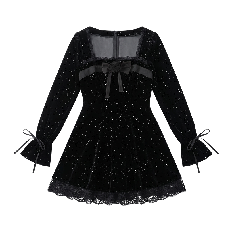 fabricpig ベルベット調ミニワンピース