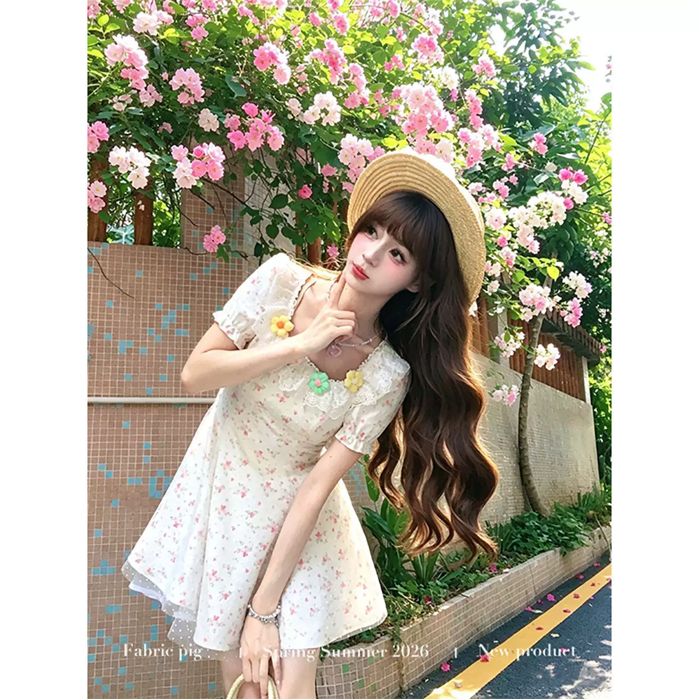 fabricpig 小花柄バルーンワンピース
